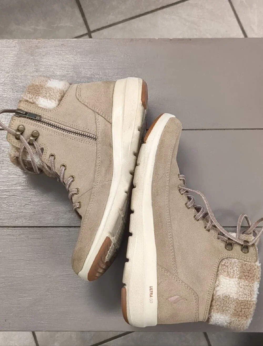 Skechers Women's Tan Suade Lace-Up Boots